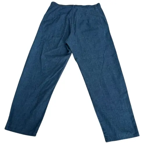 COS Cotton Navy Relaxed Taper Ankle Button Trousers Pants Size 2 Lightweight