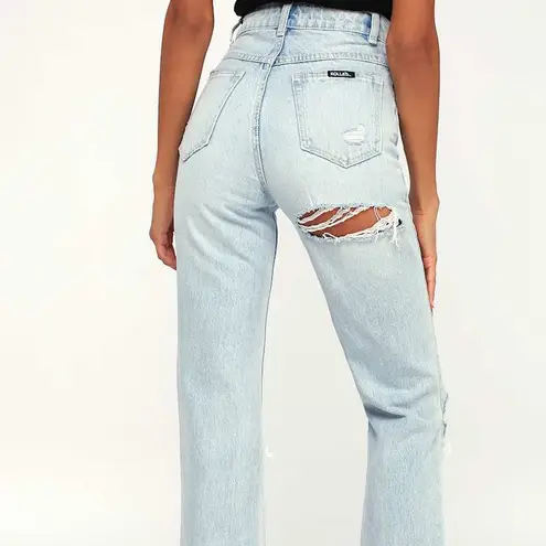 ROLLA’S Original Straight Light Wash High Rise Distressed Cropped Jeans. Size 30 Blue