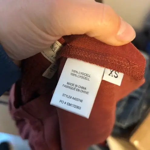 Side Stitch Burnt Orange Raw Hem Button