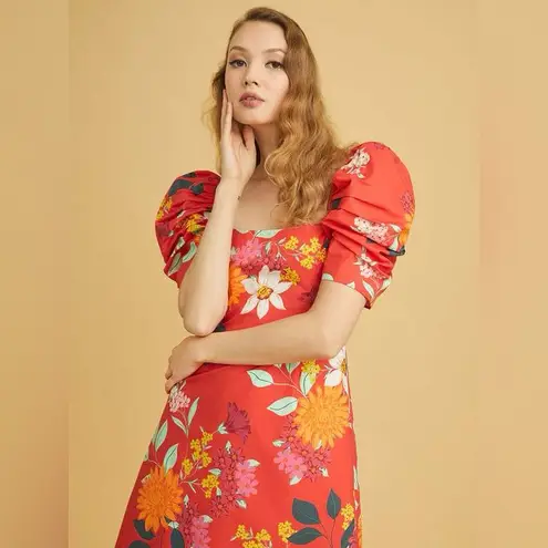 Cara Cara Kelly Dress Punch Floral Spice NWOT – Size Medium Red