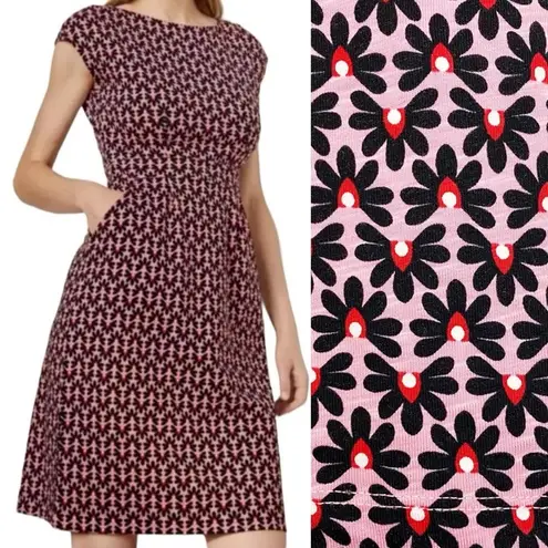 Boden Florrie Cotton Jersey Dress Formica Pink Floral Tile Print Size 6