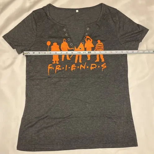 None F.R.I.E.N.D.S Short Sleeve Shirt Gray Women Size Large NWOT