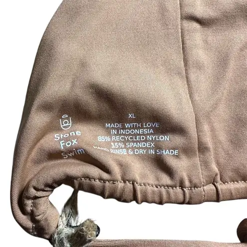 Stone Fox Swim NWT Tropez Bikini Top XL Adjustable Ties Rawhide Brown Swim Pool