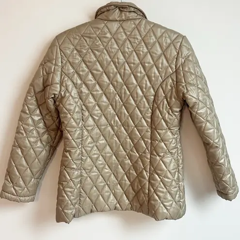 J&R Quilted Puffer Jacket Coat Golden Tan Neutral Full Zip Women’s Medium