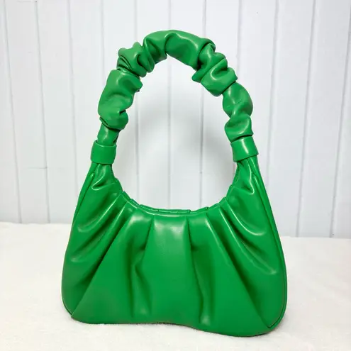 JW Pei Gabbi Ruched Vegan Shoulder Bag in Grass Green