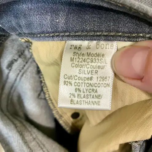 Rag and Bone  Women's Button Fly Skinny Leg Jean Black Size 32 FLAW Classic Dark