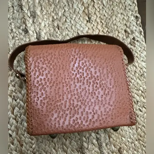 Handmade Vintage Hand Tooled Leather Stamped Handle Handbag Purse Western Boho Mexican