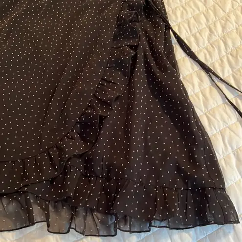 Black ruffled polka dot mini dress Size M