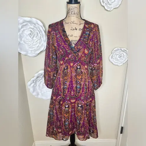 Jessica Simpson Brown & Purple Floral Size 6 High Low Dress