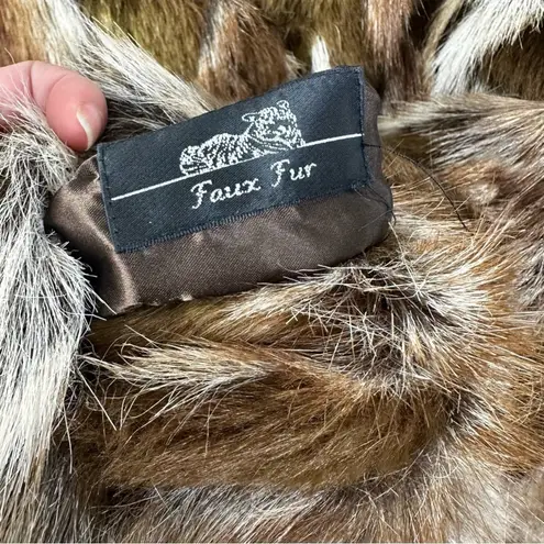 Adrienne Landau Animal Print Vegan Faux Fur Coat Jacket Size Medium