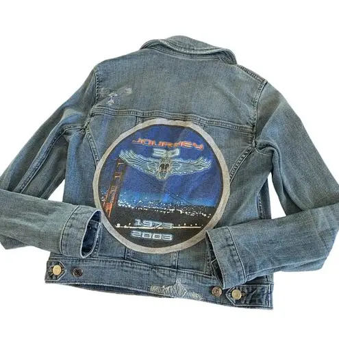 Via Penny Lane Reworked Apparel | Journey Custom Distressed Denim Jacket Size 2 Blue