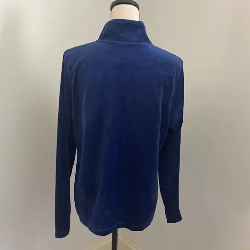 Velvet Y2K Zip Up Jacket size XL Blue Retro Velour Athleisure Streetwear Comfy