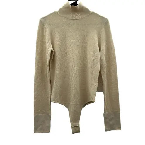 Athleta  x Alicia Keys Inner Strength Long Sleeve Gold Metallic Bodysuit Size S