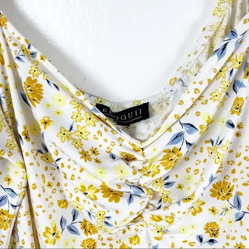 Eloquii Yellow Floral On/Off Shoulder Cropped Top, Size 20