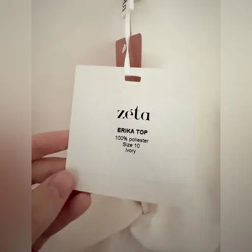 BHLDN NWT Zeta Erika Top Ivory White Long Sleeve Pearl Blouse Size 10