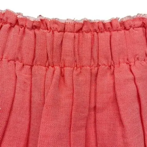 Elie Tahari Womens Luna Coral Linen Pleated Midi Skirt