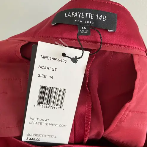 Lafayette 148 New York Scarlet Red Satin Wide