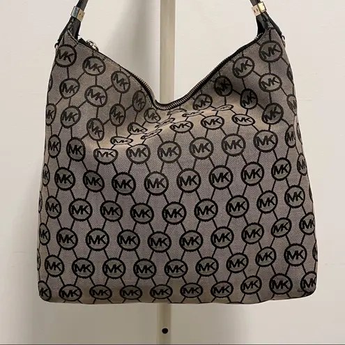 Michael Kors Beford Monogrammed Shoulder Bag Black Tan Tassel *No Long Strap*