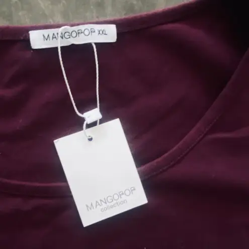 MANGOPOP Women's Crew Neck Long Sleeve Bodysuit T Shirts Basic Burgundy Tops