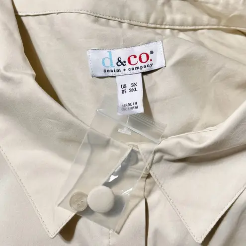 Denim & Co New Button Side High Low Hem Long Sleeve Shirt Stone Khaki Size 3X