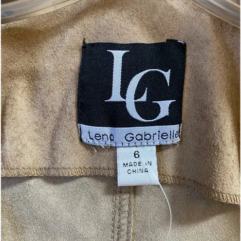 Lena Gabrielle Zippered Brown Suede Long Moto Biker Jacket Mesh Sleeves