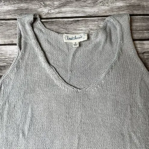 Cloud Chaser Sweater Lace V Neck Sleeveless Tank Top Grey Gray White S SM Small