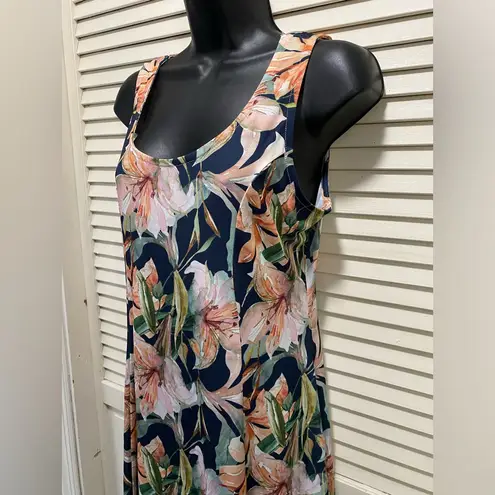 Lascana Blue/Pink/Green Floral Tank Dress Maxi Straps Size 38 (6) Blue