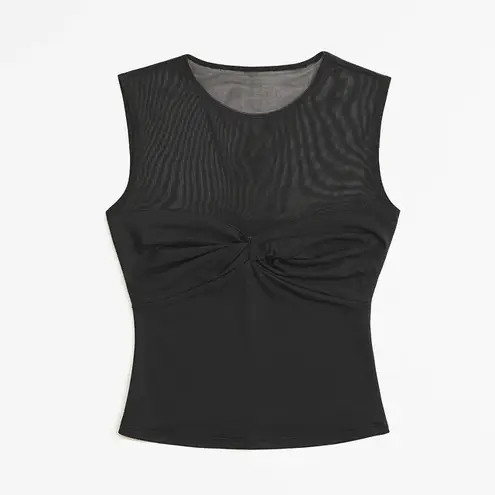 Abercrombie & Fitch Abercrombie Black Mesh Sheer Panel Sleeveless Top – Size Large