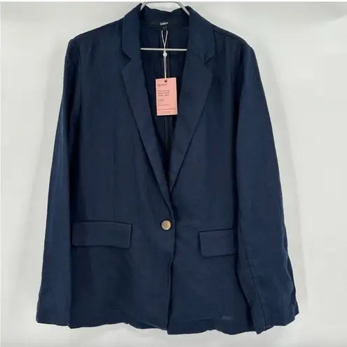 Quince NWT Linen Blazer in Navy Blue 100% Flax Linen Weave sz XL Women's Pockets