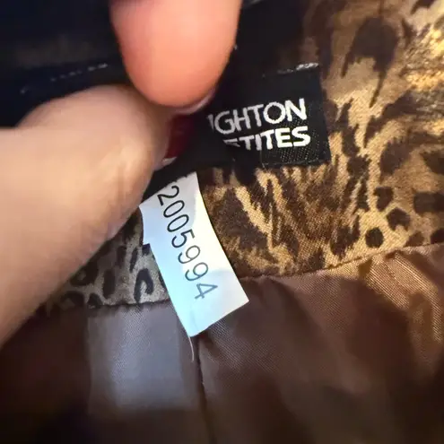 Norton Mcnaughton PETITES Leopard Print Stretch Velvet Bomber Jacket Brown 12P