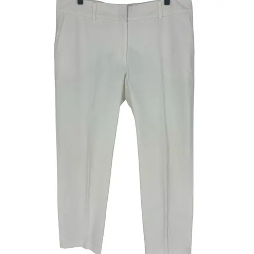 Piazza Sempione Kim White Cotton Blend Trousers with Side Zip & Slim Leg