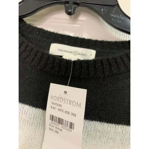 Treasure & Bond Black White Wide Striped Crew Neck Size Medium NEW