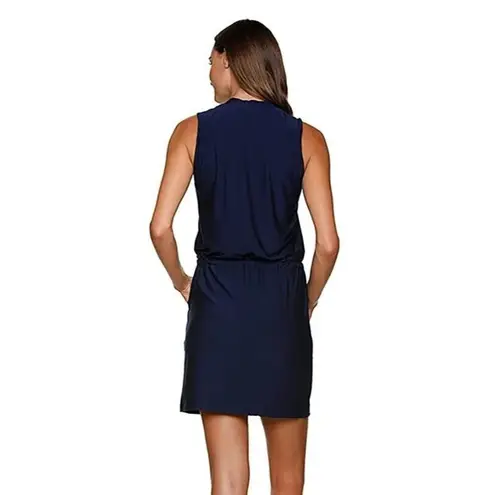 Helen Jon Sanibel blue modal dress pockets drawstring waist. Small. MSRP $142