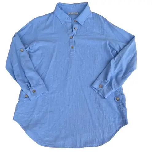 Soft Surroundings Top Women’s Small Oversized Tunic Coastal Beach Lagenlook Blue