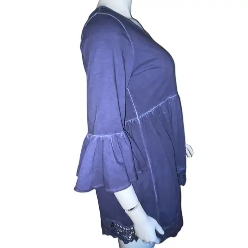 indigo. Thread Co blue bell sleeve asymmetrical hem tunic