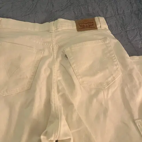 Levi’s White High Waisted Wide Leg Crop Cargo Jeans Womens 28