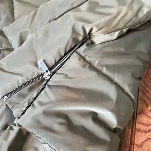 Avec Les Filles cropped Olive Green warm puffer Jacket shearling Lined hood nwot