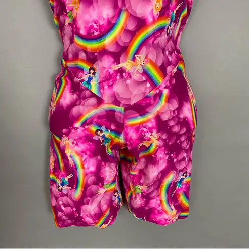 Fairy Romper Rainbow Stretch Festival Rave Pink Women Open Back Psychedelic Vibe Size XS