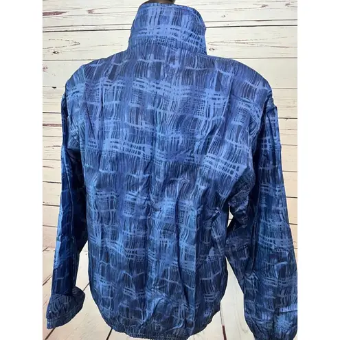 Lavon Y2K Full Zip Jacket Nylon Medium Vintage 90s Geometric Blue Windbreaker