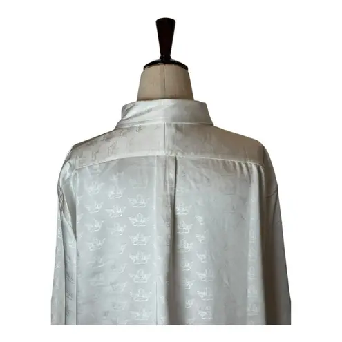 Boys Lie Shirt Women Medium White Satin Collared Button Down Bridezilla Top NWOT