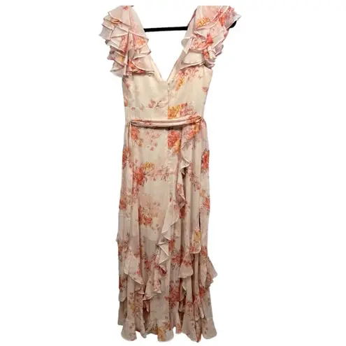 NWT Ever New Melbourne Ellery Floral Ruffle Maxi Dress Size 2 Feminine Romantic Pink