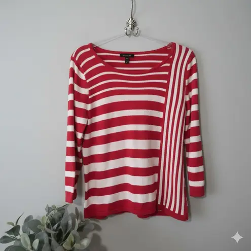 Investments · Medium · Pink White Striped Sweater · Crewneck Pullover Soft Knit