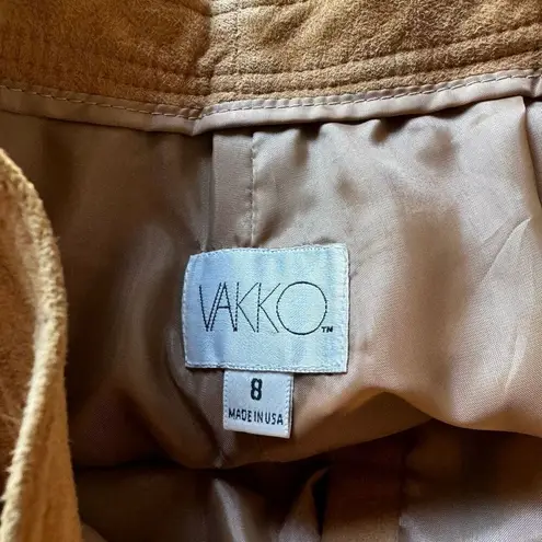 Vintage Vakko High Rise Suede Straight Leg Pants Tan Size 2