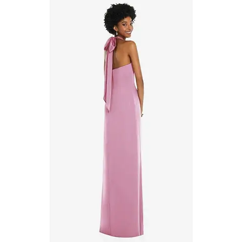 Dessy Collection Draped Satin Grecian Column Gown With Convertible Straps Pink Size 00