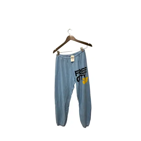 Free City Cotton Logo Sweatpants Joggers Light Blue Yellow Bird Size Medium