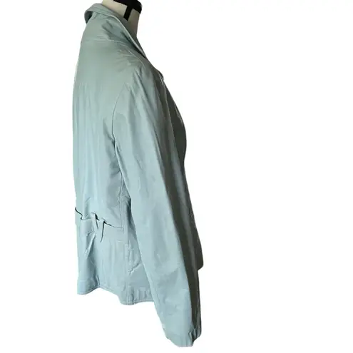 Nine West Baby Blue Genuine Leather Full Zip Jacket. Size XL.