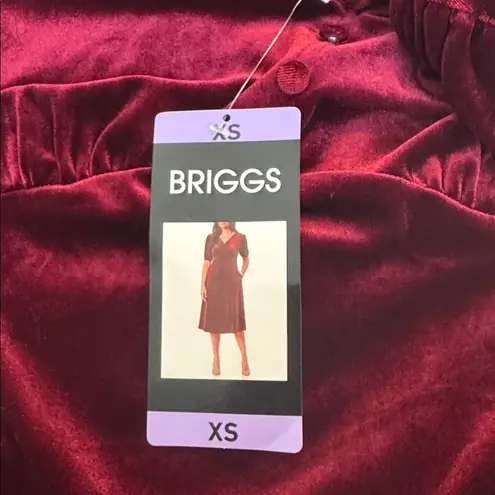 Briggs New York Briggs Womens Dress Dark Red Burgundy Velvet Pockets Soft Midweight,