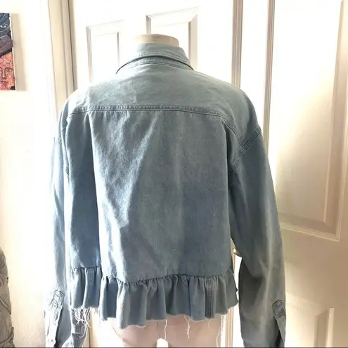 Urban Renewal denim long sleeved ruffle hem shirt