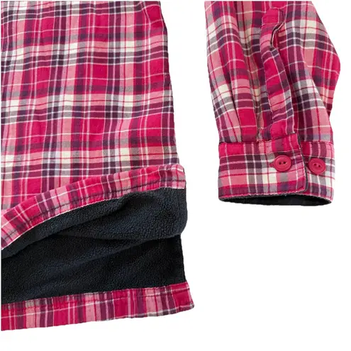 LL Bean Pink Plaid Fleece Lined Flannel Shirt Jacket Shacket MEDIUM