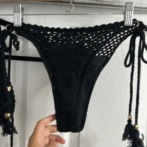 Tigerlily black capri crochet bikini set